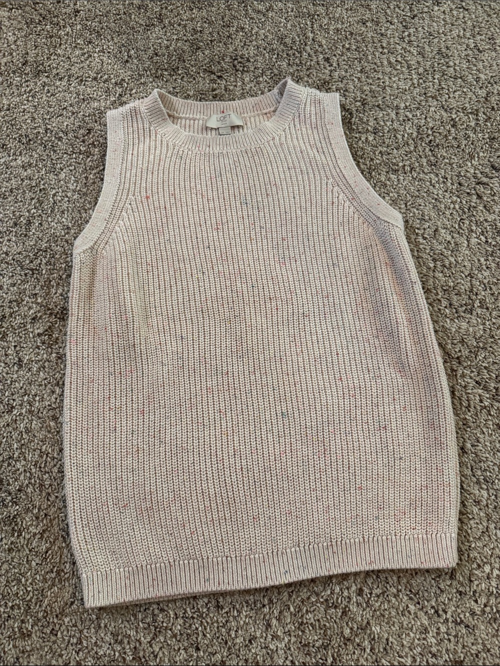 LOFT Oatmeal Cream color Speckled Knit Sleeveless Top size SP